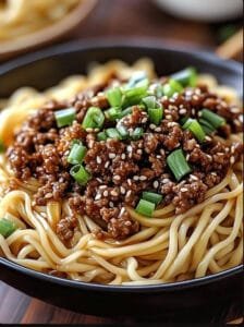 Mongolian Ground Beef Noodles Recipe