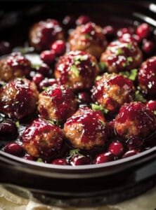 Slow Cooker Cranberry-Stuffing Meatballs