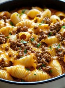 Slow Cooker Mexican Hamburger and Shells