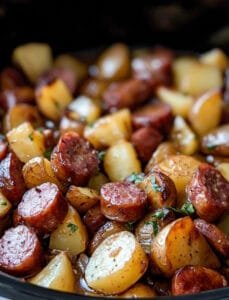 Slow Cooker Apple Kielbasa Bites