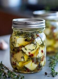 Herb and Garlic Marinated Cheese in a Mason Jar