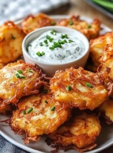 Amish Onion Fritters with Chive Dip