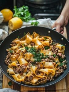 Mongolian Ground Beef and Noodles