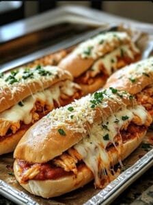 Slow Cooker Parmesan Garlic Chicken Sandwiches