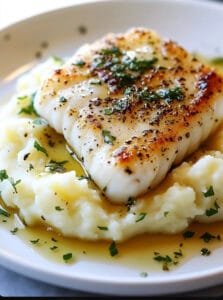 Golden Seared Cod with Herb Butter Sauce