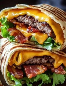 Cheesy Bacon Burger Wraps Recipe
