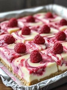 Raspberry Swirl Cheesecake Bars