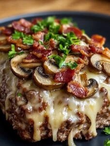 Bacon Mushroom Swiss Cheese Meatloaf Recipe