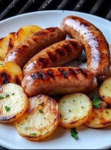 Grilled Sausages & Crispy Potato Slices