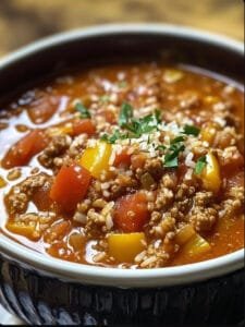 Slow Cooker Stuffed Pepper Soup with Rice Recipe
