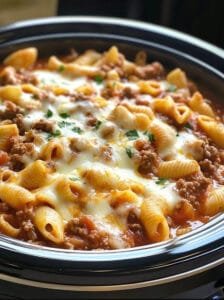 Slow Cooker Cheesy Beef and Shells Recipe