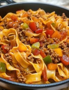 Slow Cooker Italian Drunken Noodle