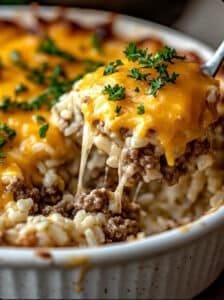 Cheesy Ground Beef and Rice Casserole