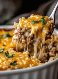 Cheesy Ground Beef and Rice Casserole