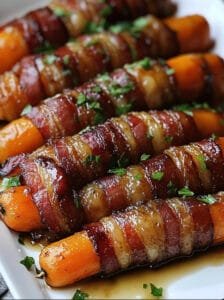 Maple-Glazed Bacon-Wrapped Carrots