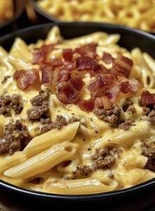 Loaded Bacon Cheeseburger Alfredo Pasta