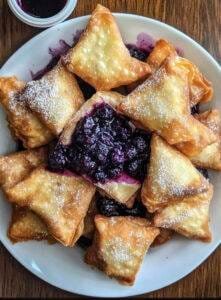 Deep-Fried Blueberry Cheesecake Wonton Bites