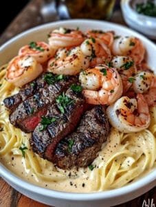 Cajun Shrimp and Steak Alfredo Recipe