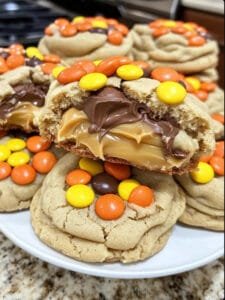 Peanut Butter-Stuffed Mini Cookies with Reese’s Pieces