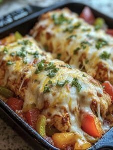 Cheesy Fajita Baked Chicken