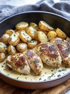 Chicken and Potatoes in Dijon Cream Sauce