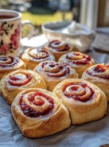 Raspberry Rolls with Lemon Glaze