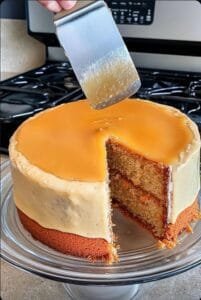 Moist Carrot Cake with Almond Cream and Salted Butter Caramel