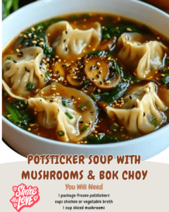 Potsticker Soup with Mushrooms & Bok Choy