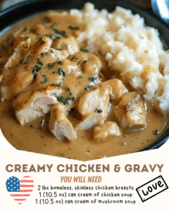 Slow Cooker Creamy Chicken & Gravy