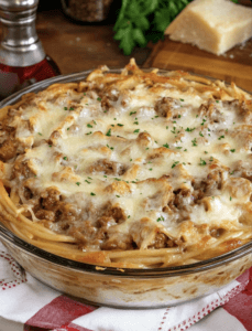 Chicken Carbonara Spaghetti Pie