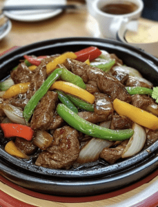 Sizzling Chinese Pepper Steak with Onions