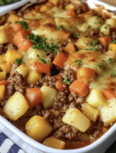 Amish Hamburger with Fall Veggies Bake