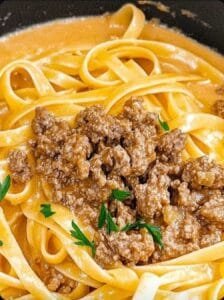 One-Pot Creamy Beef and Garlic Butter Pasta