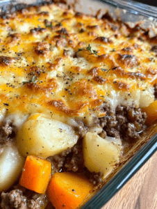 Amish Hamburger with Fall Veggies Bake