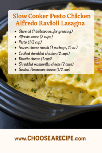 Savory Slow Cooker Pesto Chicken Alfredo Ravioli Lasagna Recipe