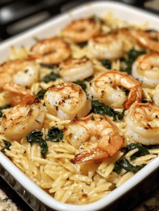 Lemon Garlic Shrimp with Spinach Orzo