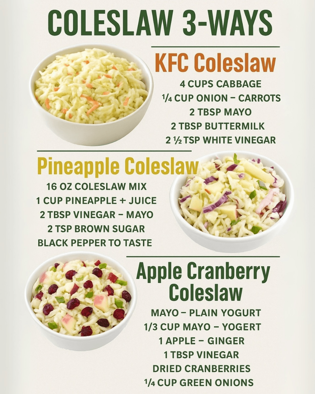 COLESLAW 3-WAYS!