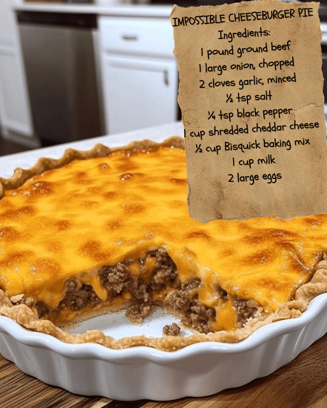 IMPOSSIBLE CHEESEBURGER PIE