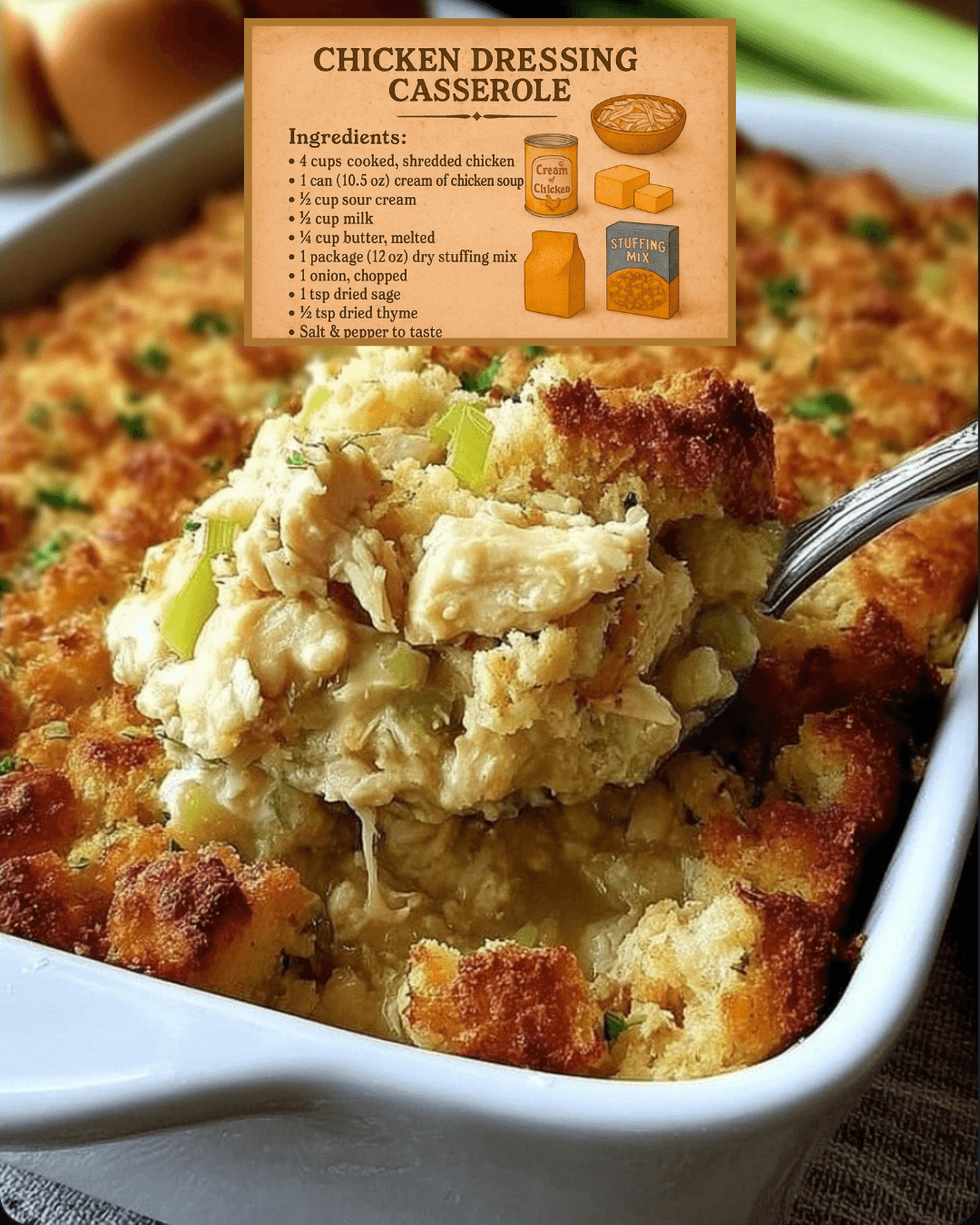 CHICKEN DRESSING CASSEROLE