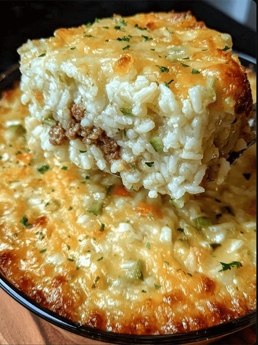 Cheesy Ground Beef and Rice Casserole
