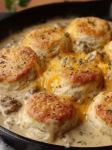 Biscuits Gravy Hashbrown Bake
