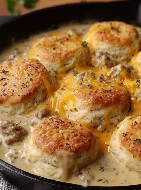 Biscuits Gravy Hashbrown Bake