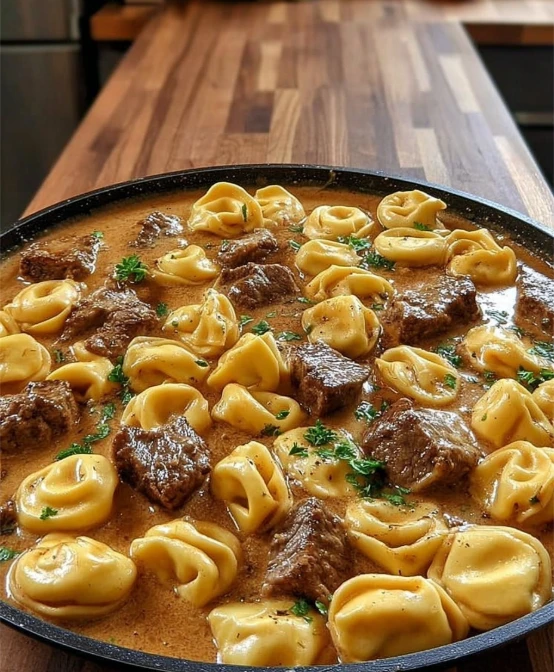Cheesesteak Tortellini in Rich Provolone Sauce