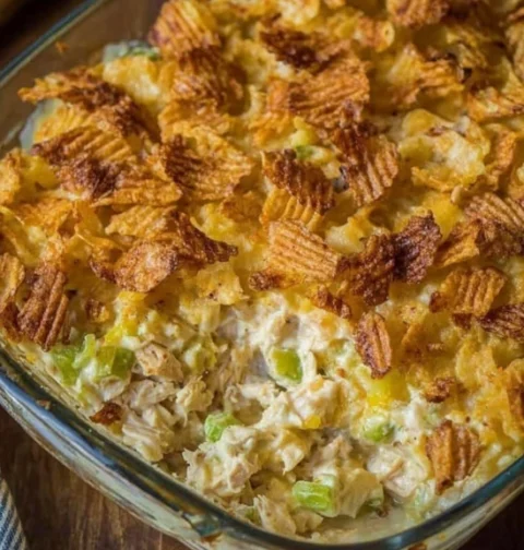 Best Crispy Hot Chicken Salad Casserole Recipe Easy Crispy Chicken Salad Casserole Spicy Hot Chicken Salad Casserole Bake ...
