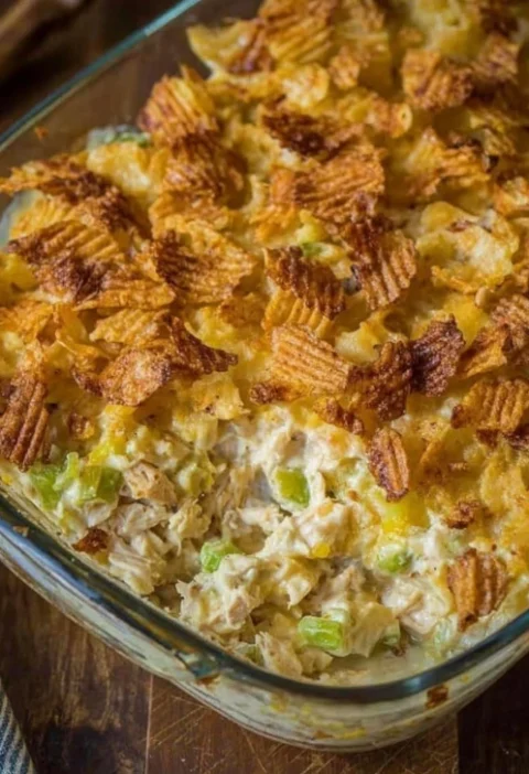 Best Crispy Hot Chicken Salad Casserole Recipe Easy Crispy Chicken Salad Casserole Spicy Hot Chicken Salad Casserole Bake ...