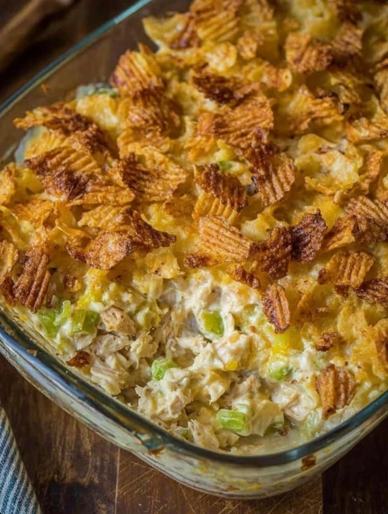 Best Crispy Hot Chicken Salad Casserole Recipe Easy Crispy Chicken Salad Casserole Spicy Hot Chicken Salad Casserole Bake ...