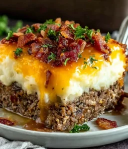 Meatloaf with Mashed Potatoes and Cheese