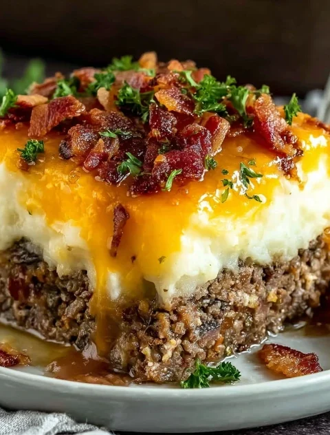 Best Meatloaf With Mashed Potatoes And Cheese Recipe How To Make Cheesy Meatloaf With Mashed Potatoes Homemade Meatloaf Wi...