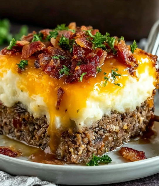 Meatloaf with Mashed Potatoes and Cheese