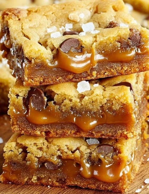 Best Salted Caramel Cookie Bars Recipe Homemade Salted Caramel Chocolate Bars Easy Caramel Chocolate Chip Bars Gluten-free...
